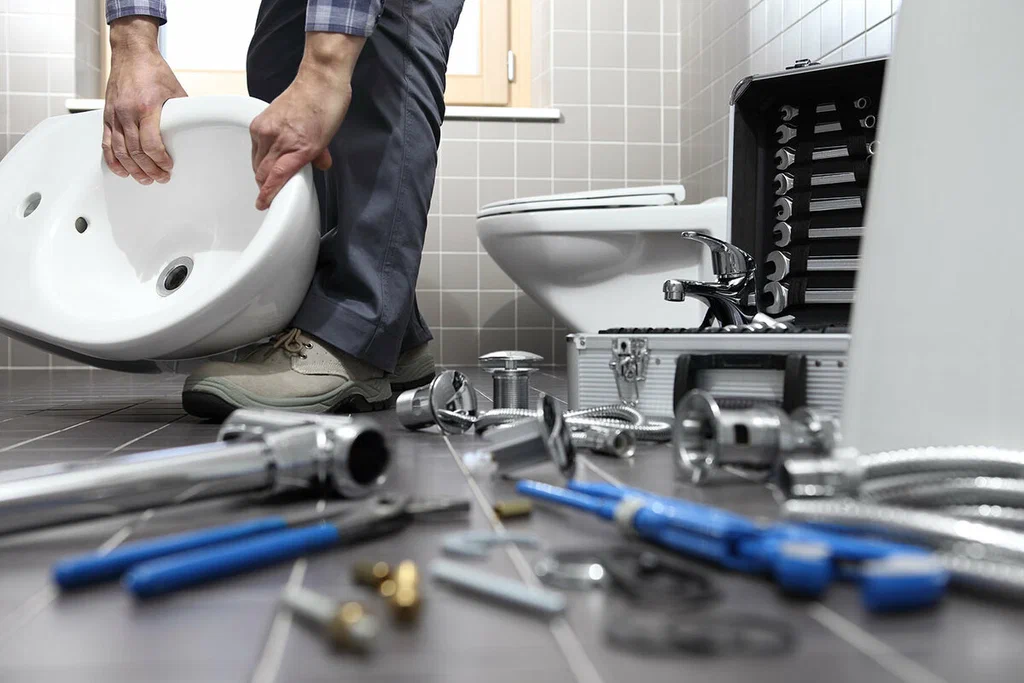 Plumbing tools prepared for a bathroom repair in Marietta